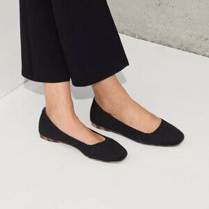 New Rothy's Max Square Toe Black Ballet Flats 7.5 - Worn Once